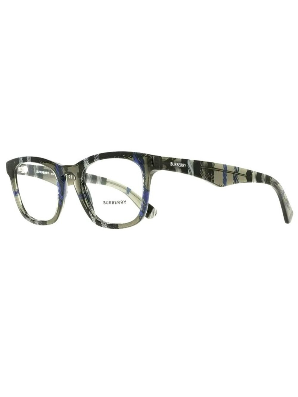 Burberry Eyeglasses B2291 Square Frame Gray & Blue Plaid Acetate New